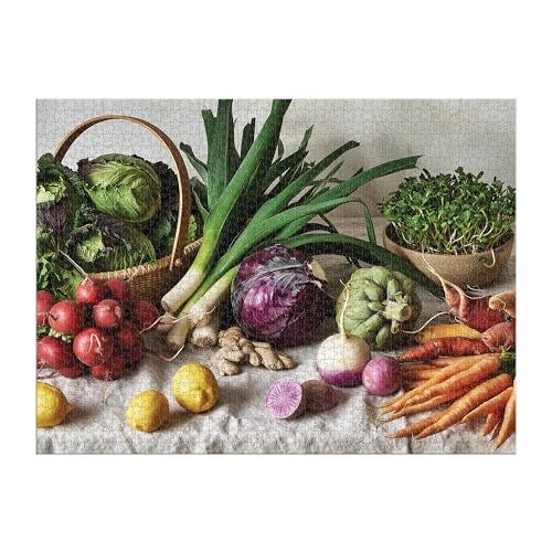 Galison Greenmarket Table – 1500 Piece Puzzle Fun and Challenging Activity with Bright and Bold Artwork of Fresh Healthy Vegetables for Adults and Families - Image 2