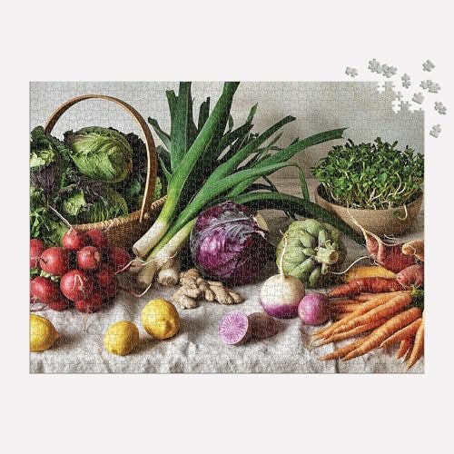 Galison Greenmarket Table – 1500 Piece Puzzle Fun and Challenging Activity with Bright and Bold Artwork of Fresh Healthy Vegetables for Adults and Families - Image 3
