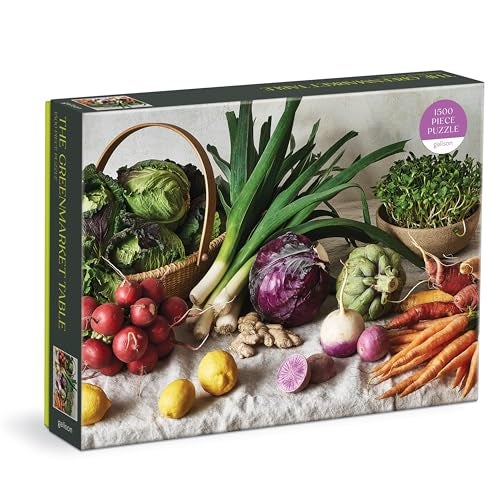 Galison Greenmarket Table – 1500 Piece Puzzle Fun and Challenging Activity with Bright and Bold Artwork of Fresh Healthy Vegetables for Adults and Families - Image 1