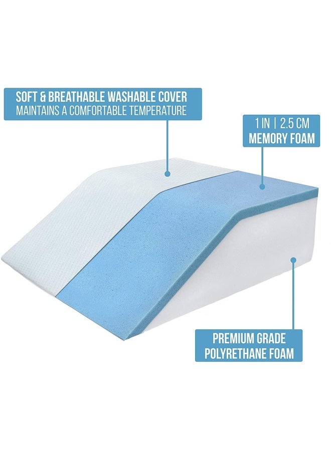 Abco Tech 8in Leg Elevation Pillow with Memory Foam Top  Elevating Leg Rest to Reduce Swelling Back Hip and Knee Pain  Leg Support Pillow to Elevate Feet While Sleeping Reading  Washable Cover - Image 3