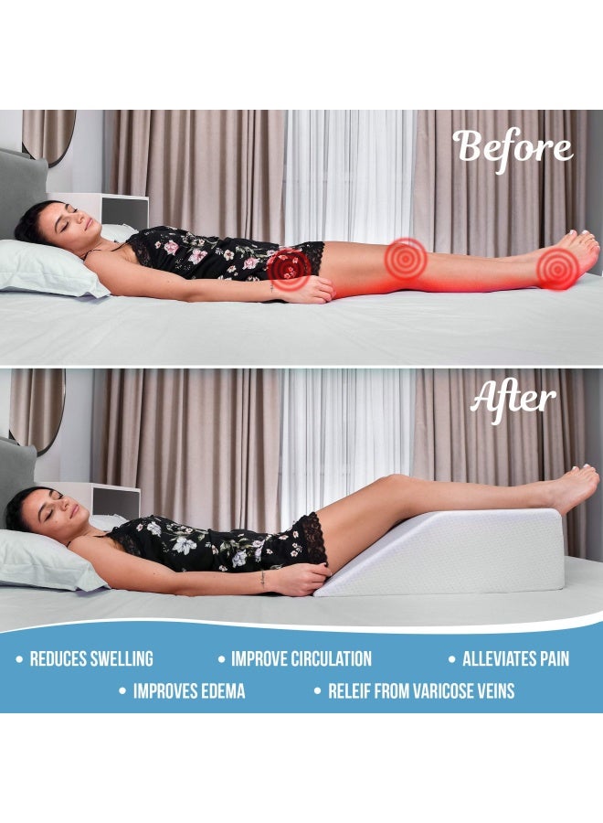 Abco Tech 8in Leg Elevation Pillow with Memory Foam Top  Elevating Leg Rest to Reduce Swelling Back Hip and Knee Pain  Leg Support Pillow to Elevate Feet While Sleeping Reading  Washable Cover - Image 5