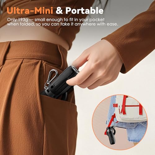 CloudValley Magnetic Mini Selfie Stick Tripod, 4-in-1 Pocket Size Phone Tripod with 360° Rotation, Rechargeable Bluetooth Remote, Foldable Handle Grip, Compatible with MagSafe iPhone for Photo/Video - Image 4