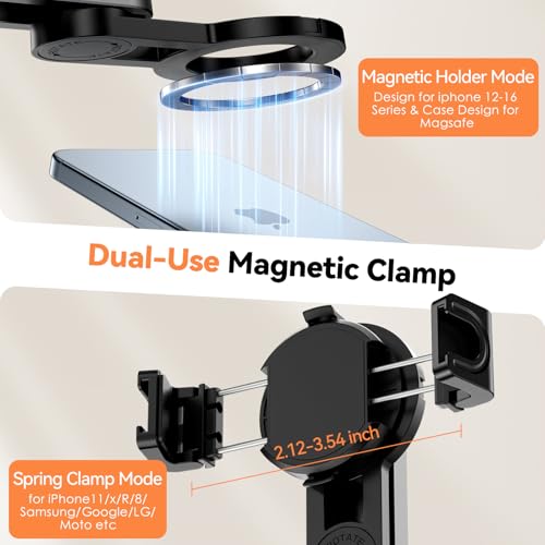 CloudValley Magnetic Mini Selfie Stick Tripod, 4-in-1 Pocket Size Phone Tripod with 360° Rotation, Rechargeable Bluetooth Remote, Foldable Handle Grip, Compatible with MagSafe iPhone for Photo/Video - Image 5