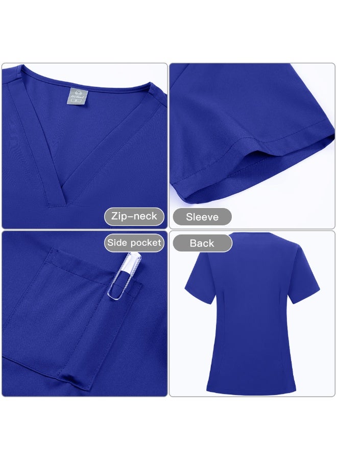Loquat Womens Medical Scrubs Set Medical Uniform Set Royal Blue - Image 3