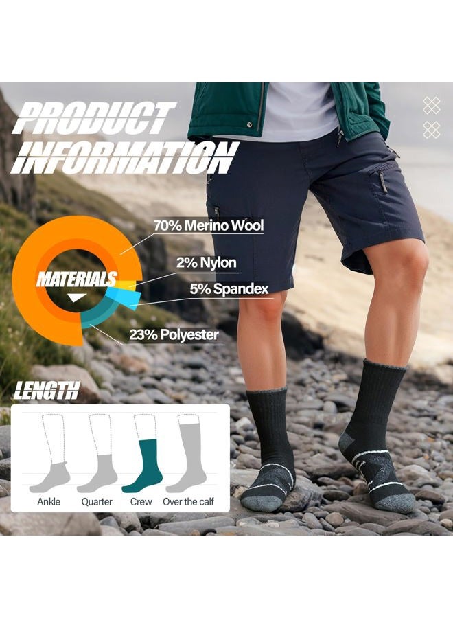 ANTSANG 5 Pairs Merino Wool Hiking Socks for Men & Women Thermal Winter Warm Moisture Wicking Cushion Boot Socks, Black, M - Image 5