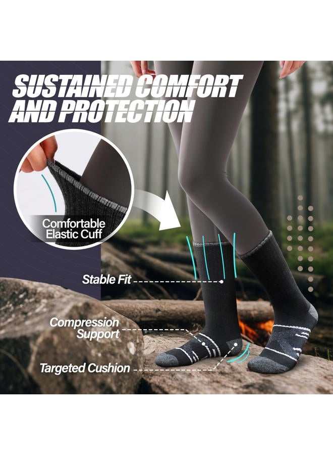 ANTSANG 5 Pairs Merino Wool Hiking Socks for Men & Women Thermal Winter Warm Moisture Wicking Cushion Boot Socks, Black, M - Image 3