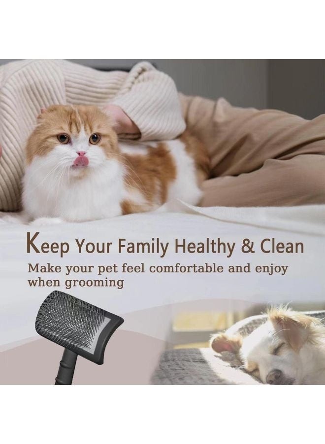 MOWKIT Large Slicker Brush for Dogs,Cats,Extra Long Pin Shedding Brush for Long Haired Dog,Cat, Pet Grooming Wire Brush for Thick Undercoat Curly Hair,25mm(1"),Black - Image 3