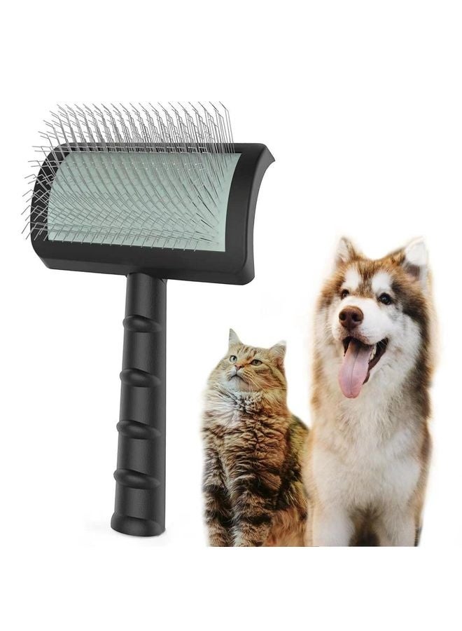 MOWKIT Large Slicker Brush for Dogs,Cats,Extra Long Pin Shedding Brush for Long Haired Dog,Cat, Pet Grooming Wire Brush for Thick Undercoat Curly Hair,25mm(1"),Black - Image 1