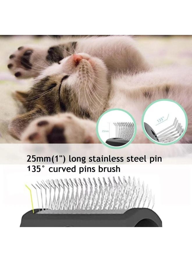 MOWKIT Large Slicker Brush for Dogs,Cats,Extra Long Pin Shedding Brush for Long Haired Dog,Cat, Pet Grooming Wire Brush for Thick Undercoat Curly Hair,25mm(1"),Black - Image 2