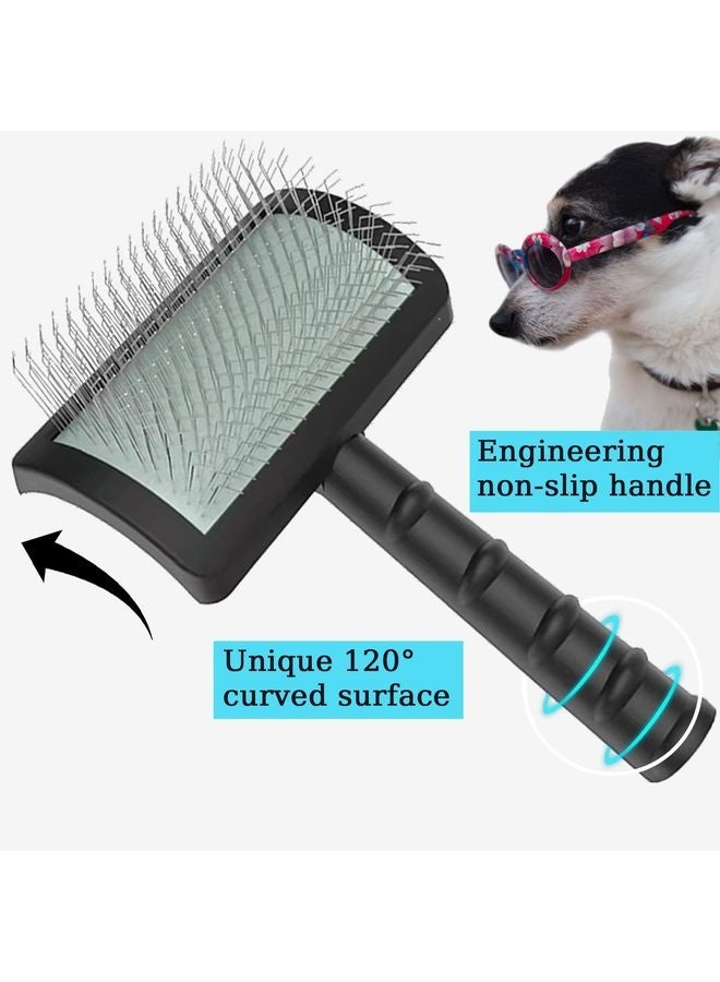 MOWKIT Large Slicker Brush for Dogs,Cats,Extra Long Pin Shedding Brush for Long Haired Dog,Cat, Pet Grooming Wire Brush for Thick Undercoat Curly Hair,25mm(1"),Black - Image 4