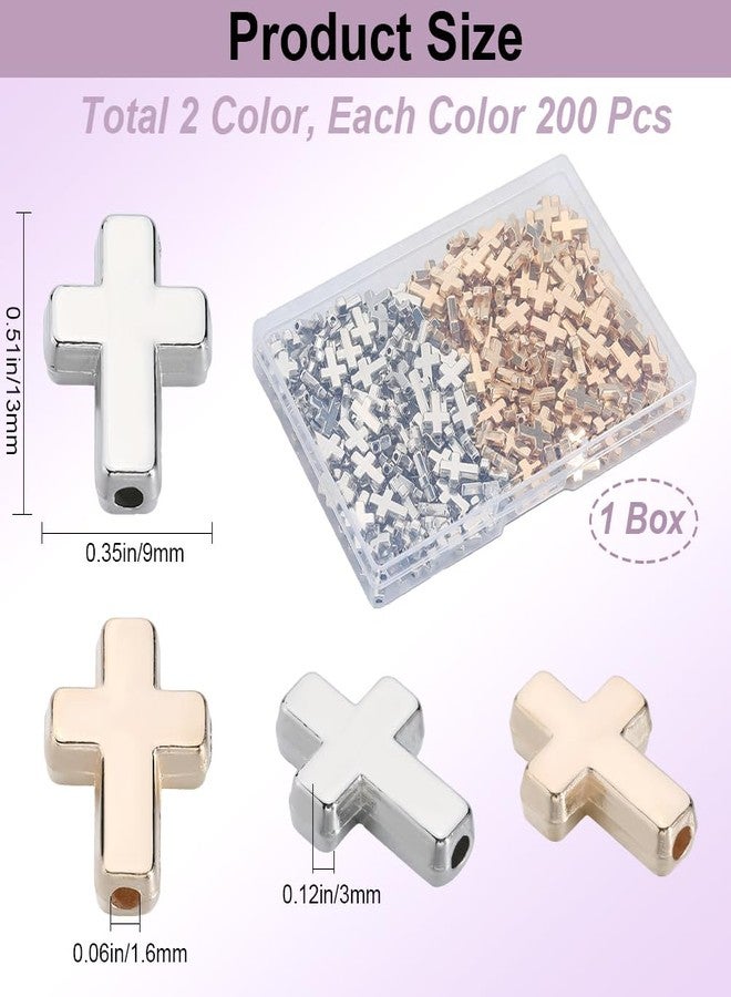 SOFPLATE 1 Box 400Pcs Gold Cross Beads Silver Crosses Spacer Bead Bulk Plastic Crucifix Big Hole Holy Easter Mini Loose Charms Beads for Jewelry Making Beading Pendants Necklaces Earrings DIY Crafts - Image 2