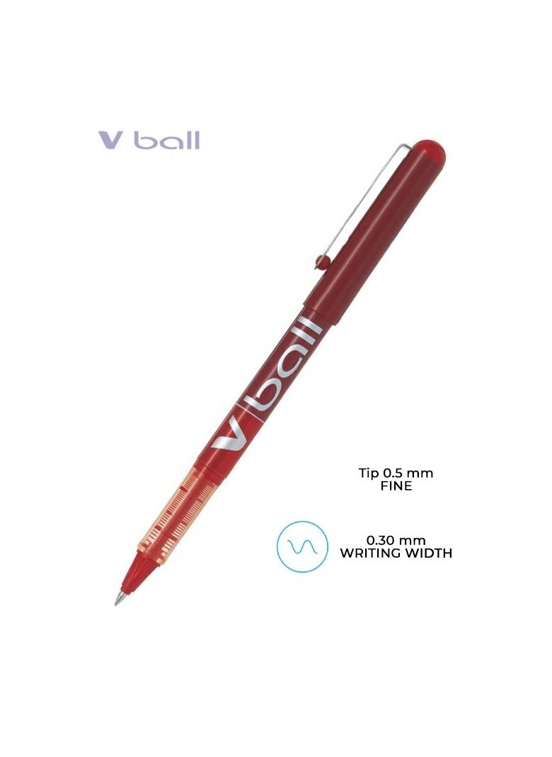 PILOT Pilot V-Ball 0.5mm Liquid Ink Pen Set of 3 Pens- BL-VB5 Black/Blue/Red  - Image 4