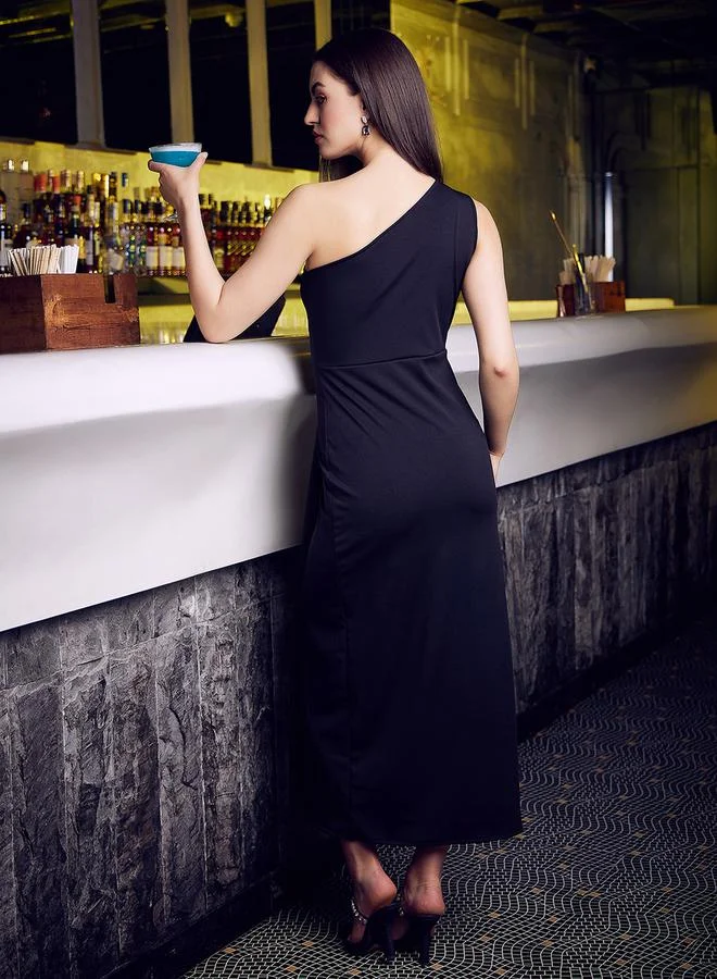 Athena One-Shoulder Slit Dress