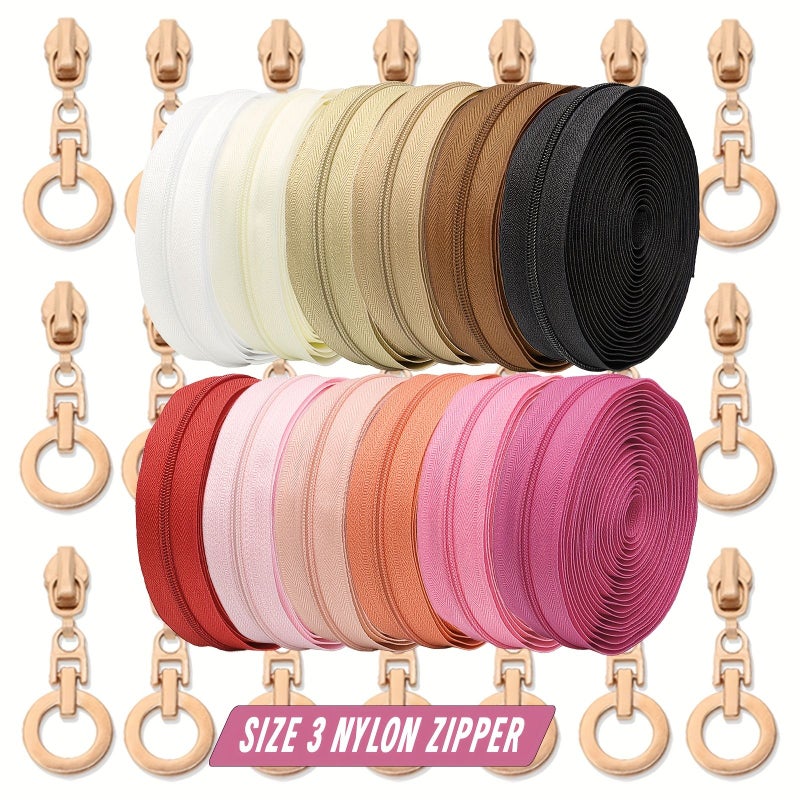 Optimized English Product Title: 177-inch Nylon Zipper with 10 Sliders - Ideal for Replacement in Sewing, DIY Projects, Luggage, and Home Textiles - Image 1