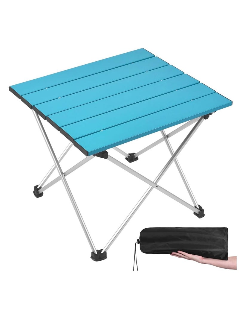 Generic - Medium Folding Camping Table with Aluminum Table Top, Beach Table for Sand with Carrying Bag,Prefect for Outdoor, Picnic, BBQ, Cooking, Festival (Blue) - Image 1