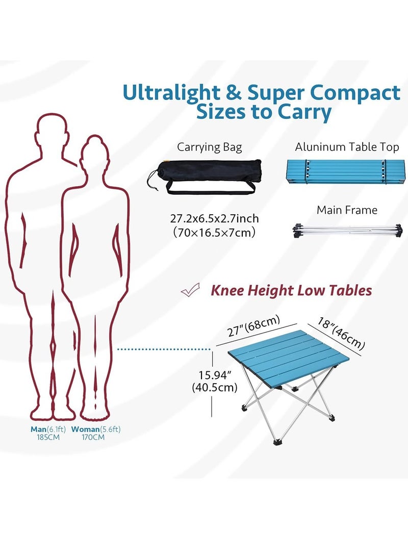 Generic - Medium Folding Camping Table with Aluminum Table Top, Beach Table for Sand with Carrying Bag,Prefect for Outdoor, Picnic, BBQ, Cooking, Festival (Blue) - Image 1