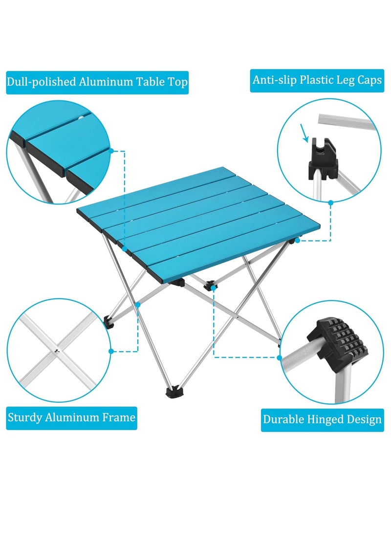 Generic - Medium Folding Camping Table with Aluminum Table Top, Beach Table for Sand with Carrying Bag,Prefect for Outdoor, Picnic, BBQ, Cooking, Festival (Blue) - Image 1