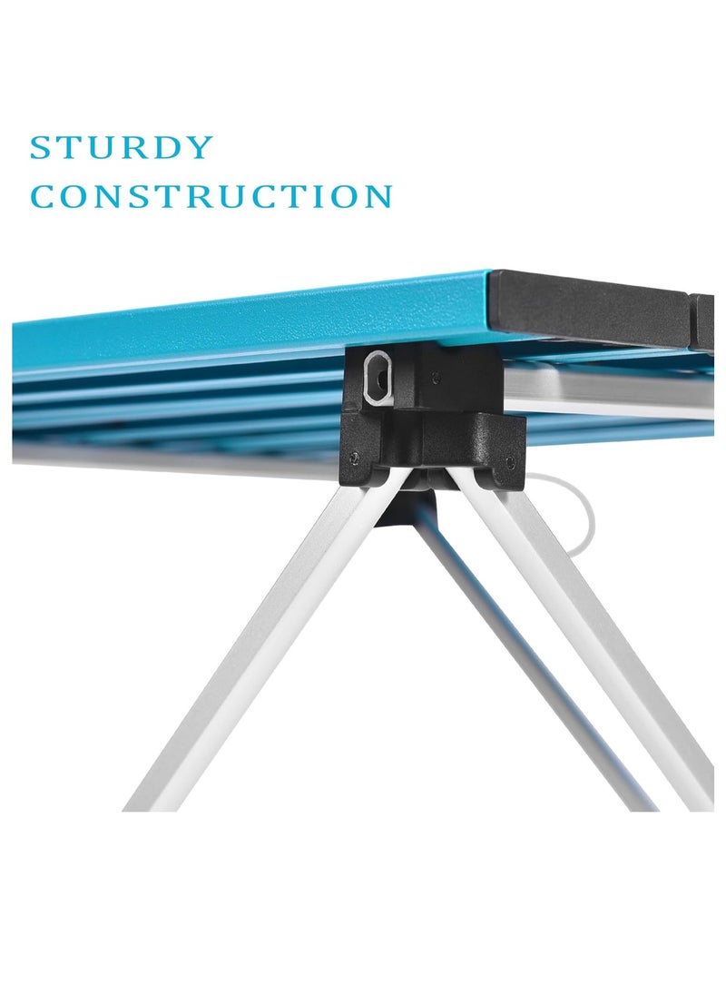 Generic - Medium Folding Camping Table with Aluminum Table Top, Beach Table for Sand with Carrying Bag,Prefect for Outdoor, Picnic, BBQ, Cooking, Festival (Blue) - Image 1