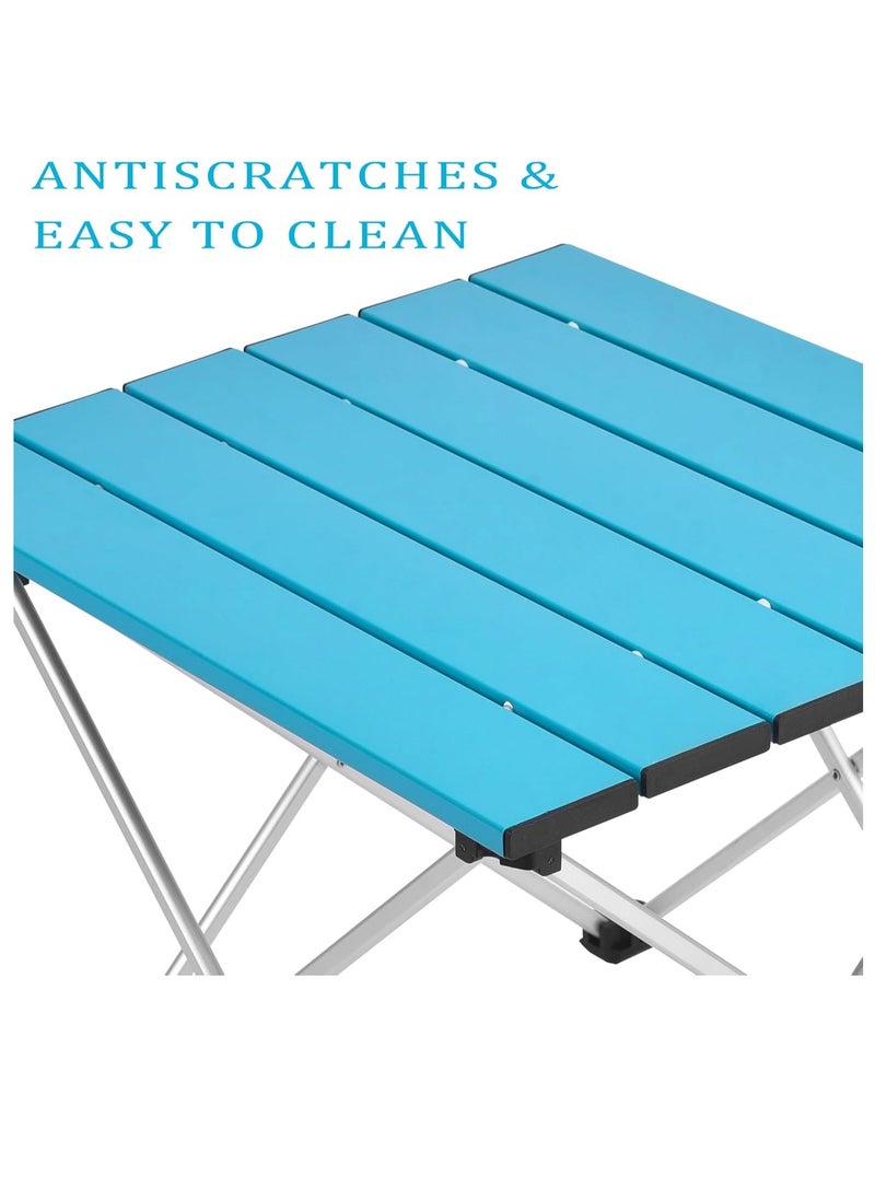 Generic - Medium Folding Camping Table with Aluminum Table Top, Beach Table for Sand with Carrying Bag,Prefect for Outdoor, Picnic, BBQ, Cooking, Festival (Blue) - Image 1