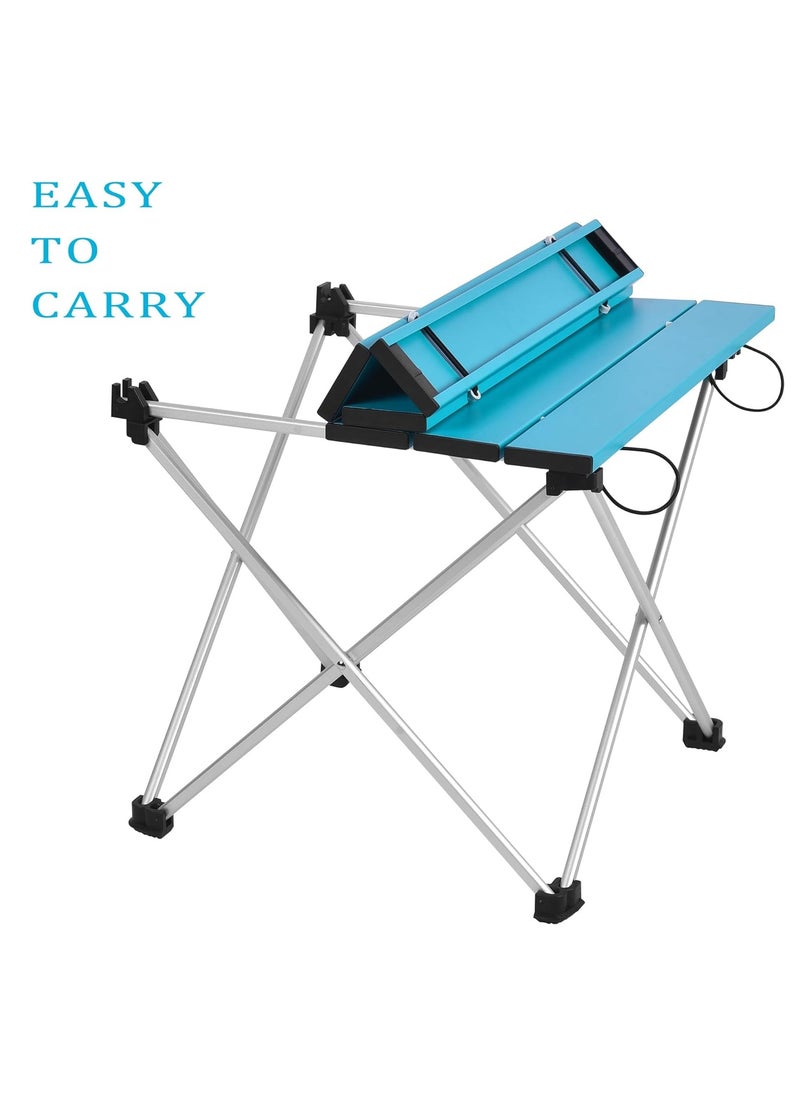 Generic - Medium Folding Camping Table with Aluminum Table Top, Beach Table for Sand with Carrying Bag,Prefect for Outdoor, Picnic, BBQ, Cooking, Festival (Blue) - Image 1