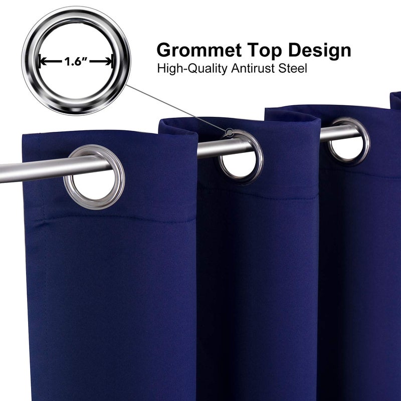 ChrisDowa Blackout Curtains 80 Inches Long 2 Panels Set for Living Room, Grommet Thermal Insulated Room Darkening Curtains for Bedroom (Navy Blue, 52 x 80 Inch) - Image 2