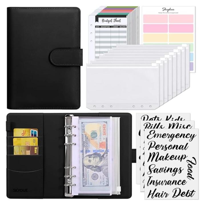 SKYDUE Budget Binder with Cash Envelopes & Expense Budget Sheets – Money Organizer with 8 Pcs Cash Envelopes for Budget Planning - Image 1
