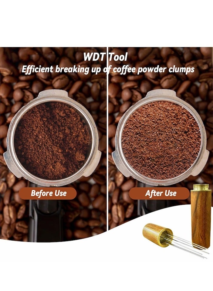 شو وو مكبس قهوة اسبريسو 51 مم مع أداة WDT معايرة محملة بنابض، مكبس قهوة مع حصيرة سيليكون، قاعدة مسطحة من الفولاذ المقاوم للصدأ بنسبة 100% لآلة صنع قهوة اسبريسو، 51 مم، أسود - Image 5