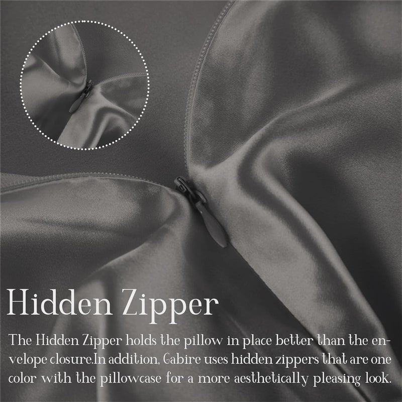 Gabire Mulberry Silk Pillow Cases Set of 2, Both Sides Real Silk Pillow Cover for Hair and Skin Cool Pillowcase Organic Silk Pillowcase 2 Pack with Hidden Zipper, Grey, Queen (20"×30") - Image 4