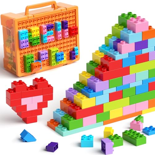 STEM MATCH 97PCS Building Blocks Set with Storage Box Base Plate STEM Educational Toys for Toddlers Kids Ages 3 Compatible with Major Large Particle Building Block - Image 1