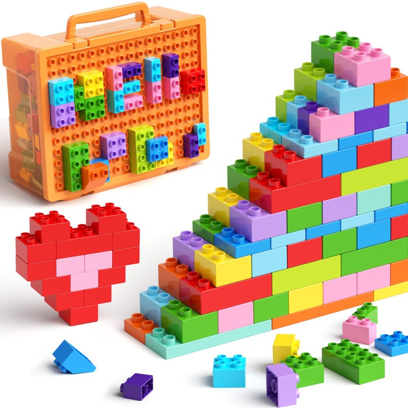 STEM MATCH 97PCS Building Blocks Set with Storage Box Base Plate STEM Educational Toys for Toddlers Kids Ages 3 Compatible with Major Large Particle Building Block - Image 3