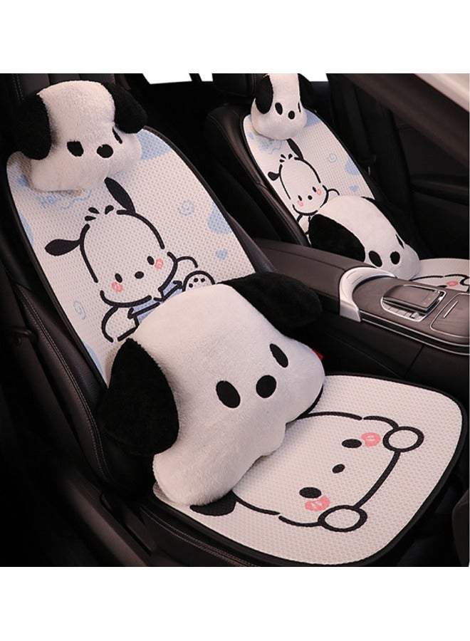 Car Seat Cushion, Ice Silk Breathable Car Chair Pad for Coccyx Pain Relief, Cute Cartoon White Seat Protector Mat for Auto Interior, Comfortable Driving Cushion for All Seasons, 50x50cm - Image 5