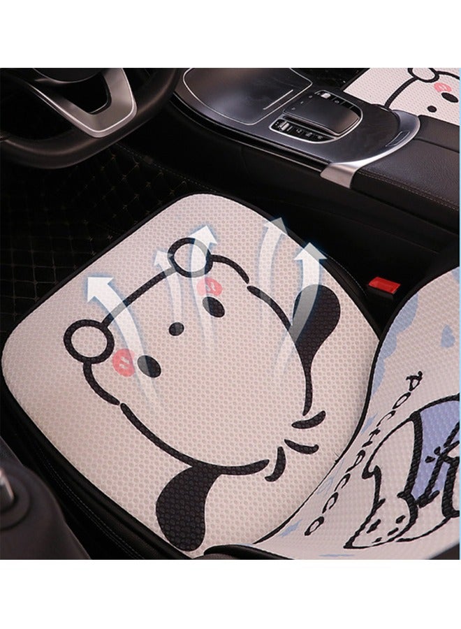 Car Seat Cushion, Ice Silk Breathable Car Chair Pad for Coccyx Pain Relief, Cute Cartoon White Seat Protector Mat for Auto Interior, Comfortable Driving Cushion for All Seasons, 50x50cm - Image 3