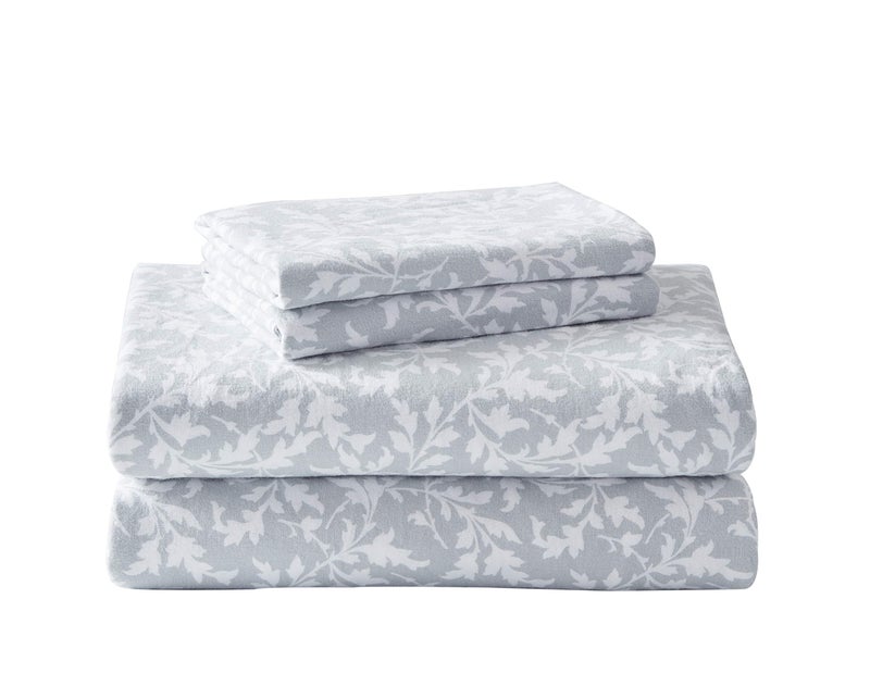 Laura Ashley Home - Queen Sheets  Cotton Flannel Bedding Set  Brushed for Extra Softness & Comfort (Crestwood  Queen)