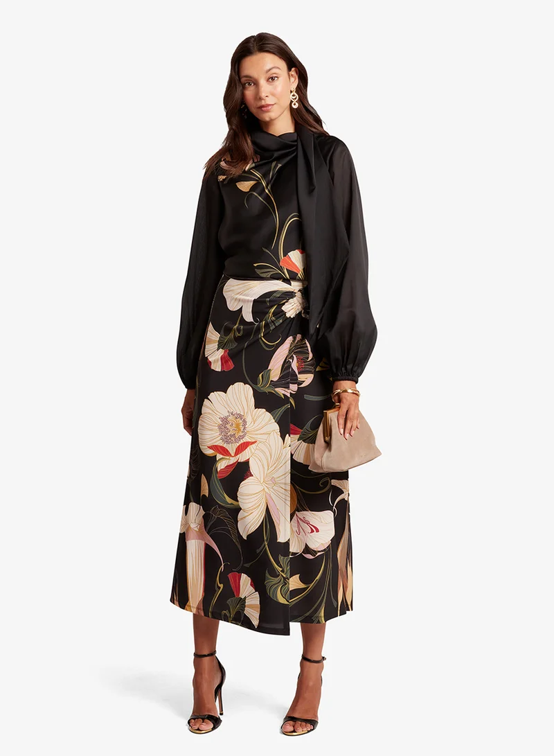 Ted Baker Neck Tie Printed Long Sleeve Top