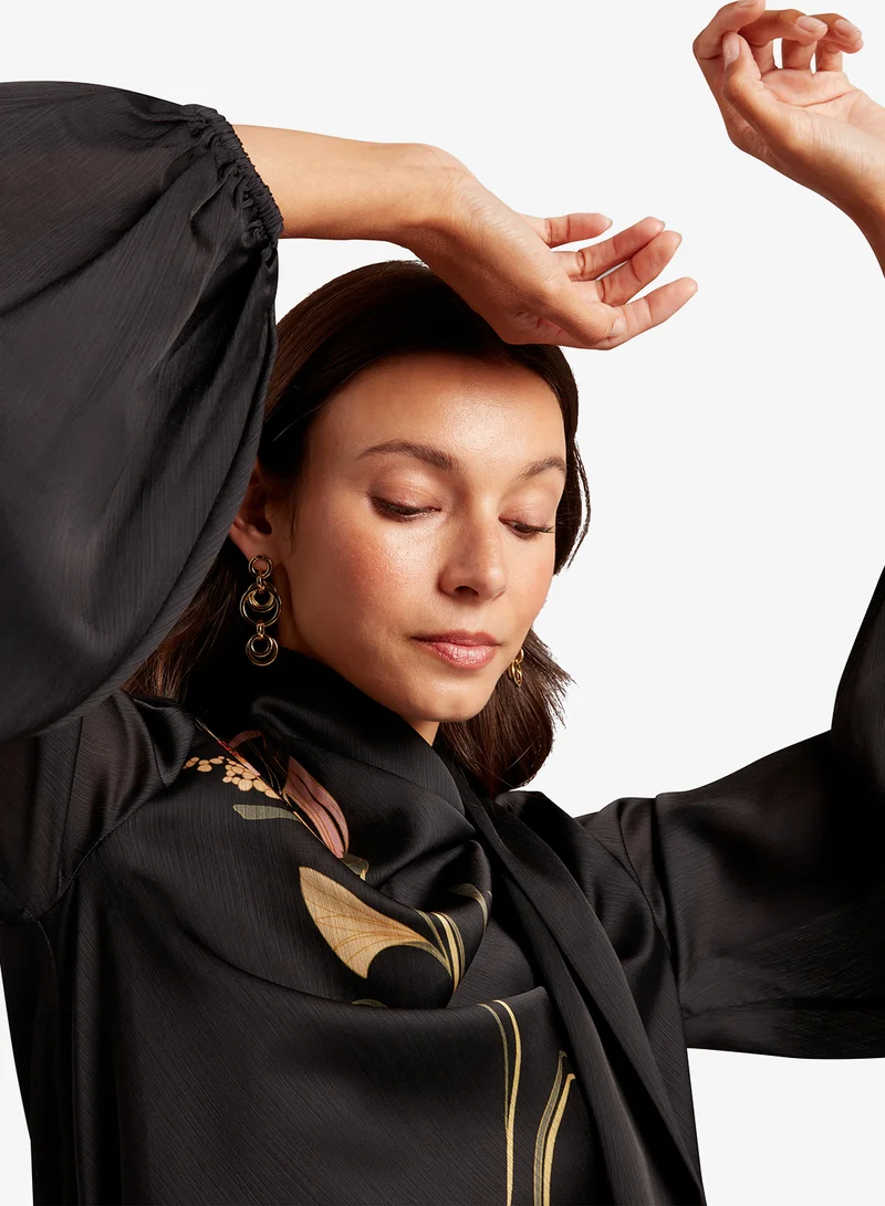 Ted Baker Neck Tie Printed Long Sleeve Top