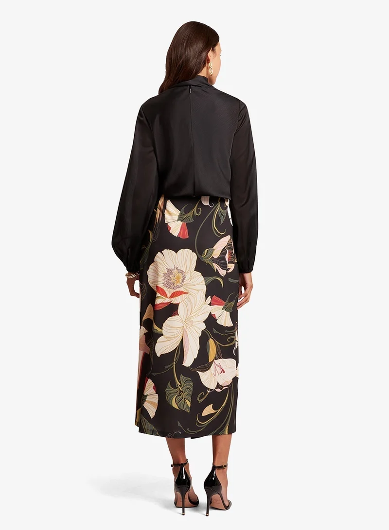 Ted Baker Neck Tie Printed Long Sleeve Top