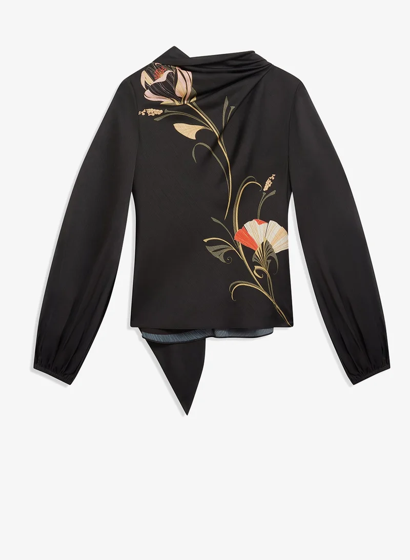 Ted Baker Neck Tie Printed Long Sleeve Top