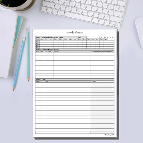 Life Charge Hourly Planner Notepad. 60 Page Planning Pad w/Appointment Time Block, Task Log List & Note Sections. For Office Work Schedule & Time Management. 8.5 X 11, A4 Sheets. - Image 5