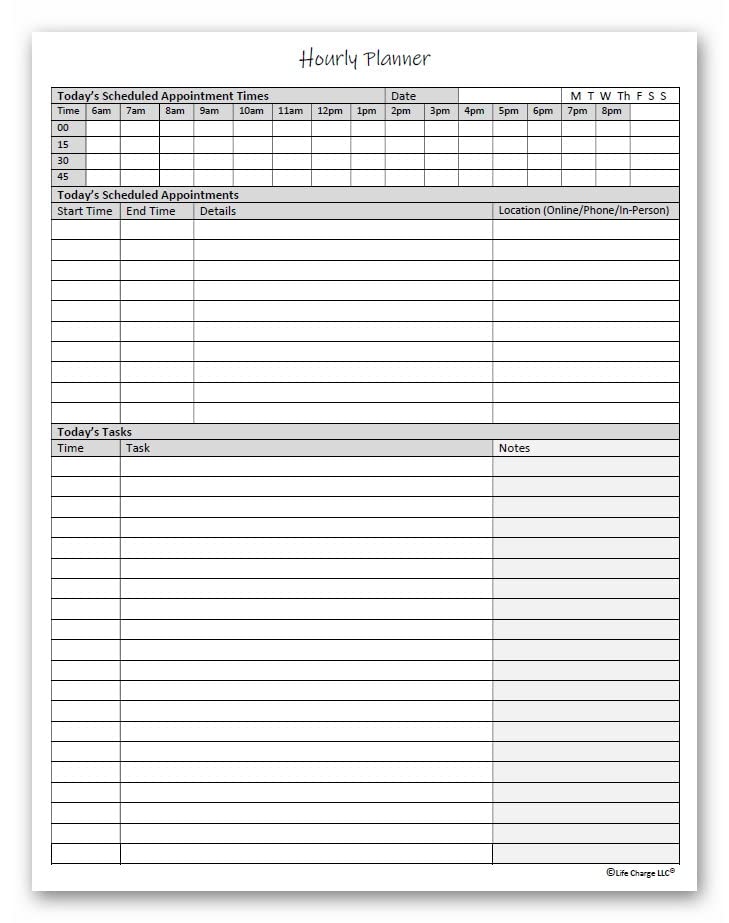 Life Charge Hourly Planner Notepad. 60 Page Planning Pad w/Appointment Time Block, Task Log List & Note Sections. For Office Work Schedule & Time Management. 8.5 X 11, A4 Sheets. - Image 4