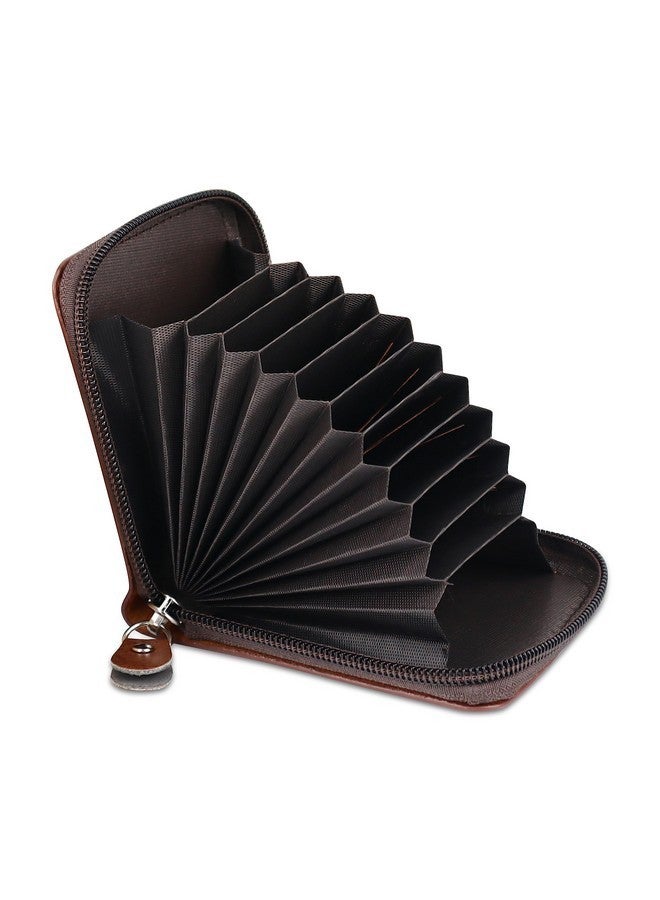 NFI essentials PU Leather 9 Slots Vertical Card Holder Credit Debit Card Holder Zipper Coin Purse for Men and Women Accordion Money Wallet Security Wallet (MW-2) - Image 3