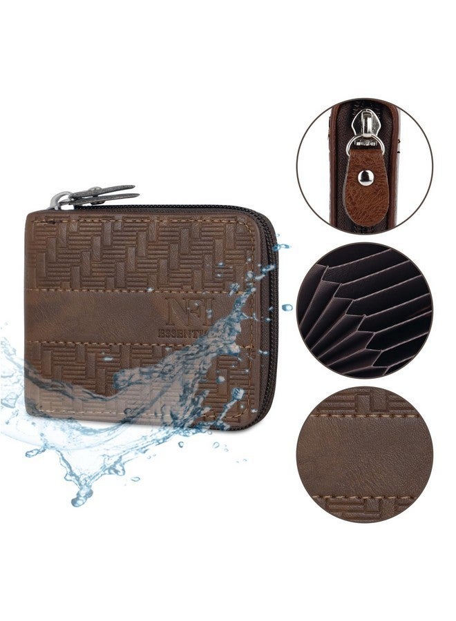 NFI essentials PU Leather 9 Slots Vertical Card Holder Credit Debit Card Holder Zipper Coin Purse for Men and Women Accordion Money Wallet Security Wallet (MW-2) - Image 2