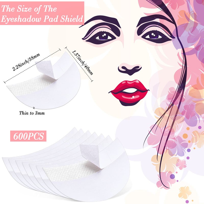 Zhanmai 600 Pieces Eyeshadow Pad Shield Eyeshadow Patches White Eyeshadow Stencils Under Eye Pads Prevent Makeup Residue for Eyelash Extensions Lip Makeup, Half-Moon Shape - Image 3