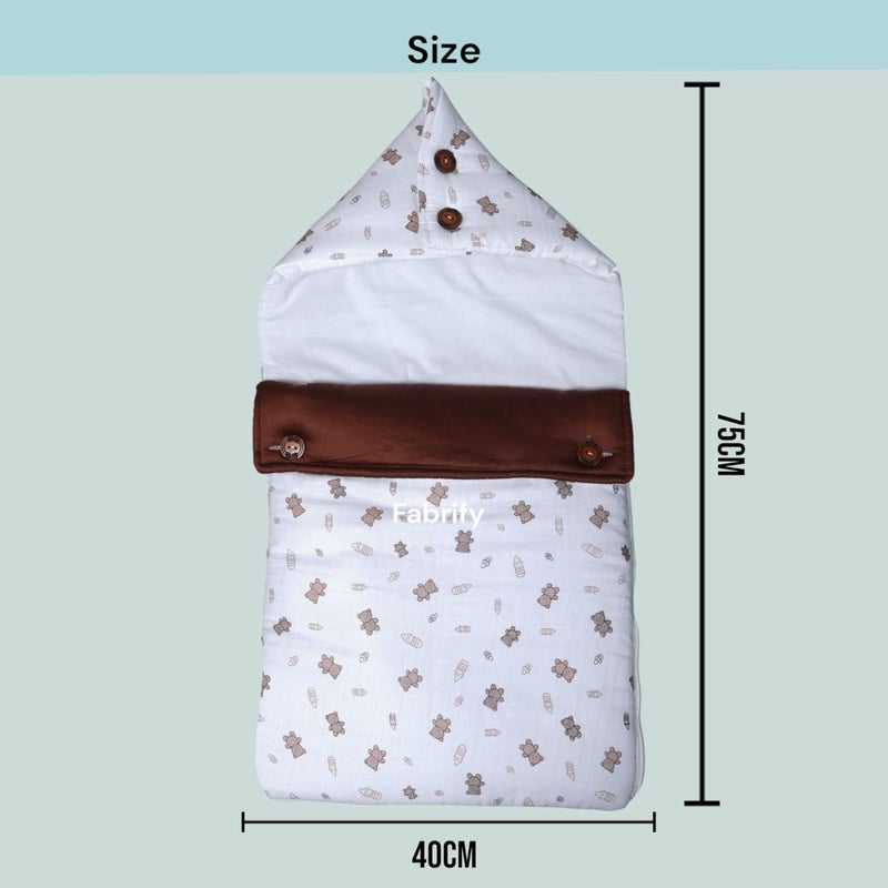 Fabrify 3 in 1 Baby Sleeping Bag & Carry Nest | Muslin Cotton Bedding Set for Infants & New Born Baby | Portable/Travel & Skin Friendly | 0-6 Months (Panda) - Image 2