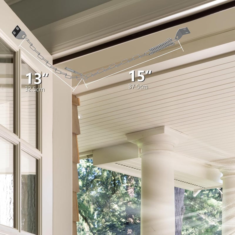 WINONLY Storm Door Chain Spring 2 Pack Prevent Storm Damage, Screen Door or Door Closer Protector Heavy Duty Storm Door Hardware, Zinc Plated Anti-Rust and Sturdy, Easy to Install and Suit for Most Doors - Image 2