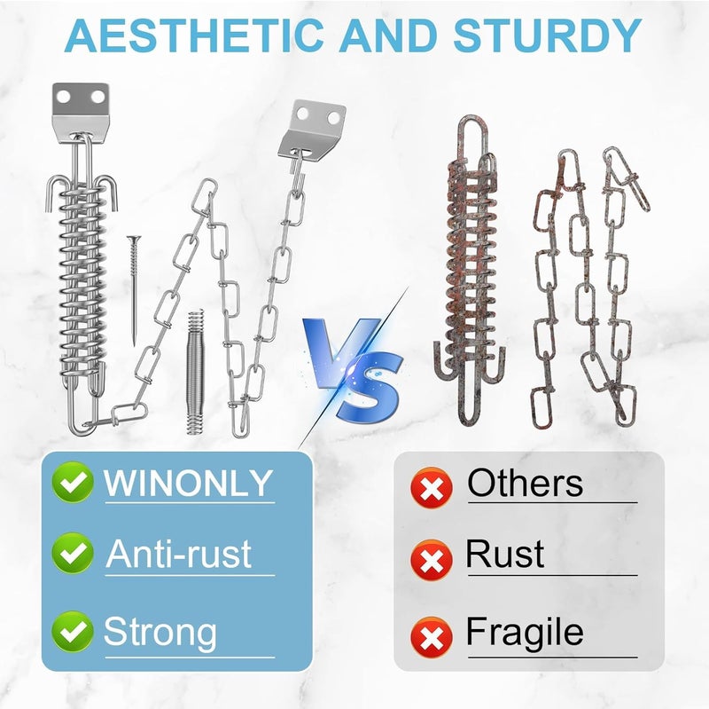 WINONLY Storm Door Chain Spring 2 Pack Prevent Storm Damage, Screen Door or Door Closer Protector Heavy Duty Storm Door Hardware, Zinc Plated Anti-Rust and Sturdy, Easy to Install and Suit for Most Doors - Image 4
