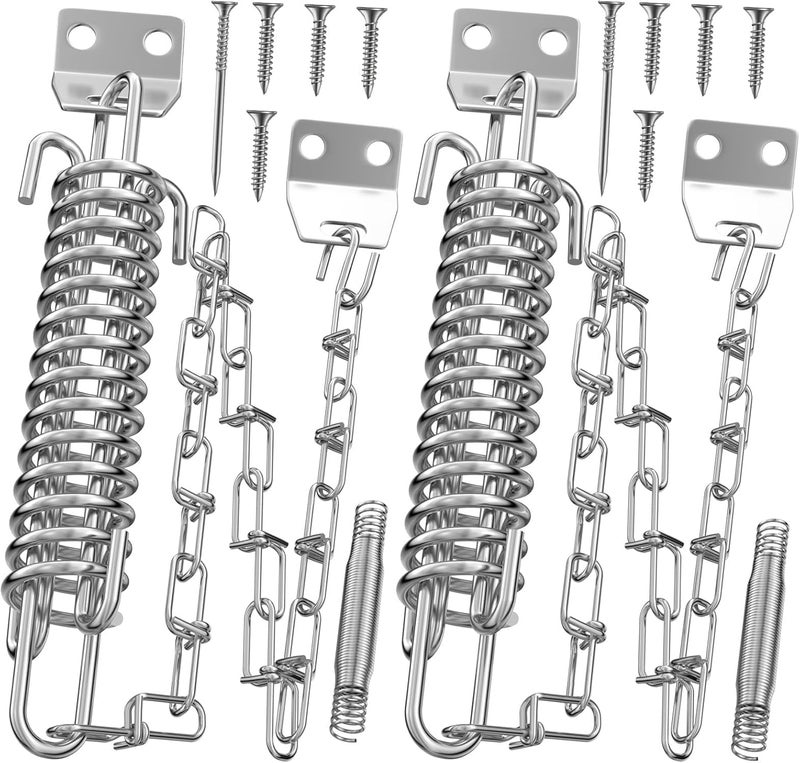 WINONLY Storm Door Chain Spring 2 Pack Prevent Storm Damage, Screen Door or Door Closer Protector Heavy Duty Storm Door Hardware, Zinc Plated Anti-Rust and Sturdy, Easy to Install and Suit for Most Doors - Image 1