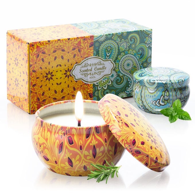 AROMATHERAPY CANDLES FOR HOME SCENTED 2 PACK 25 OZ NATURAL FRESH ROSEMARY AND VANILLA SCENTED CANDLES GIFTS FOR WOMEN PORTABLE SMALL CANDLES GIFTS FOR MOTHERS DAY BIRTHDAY CHRISTMAS