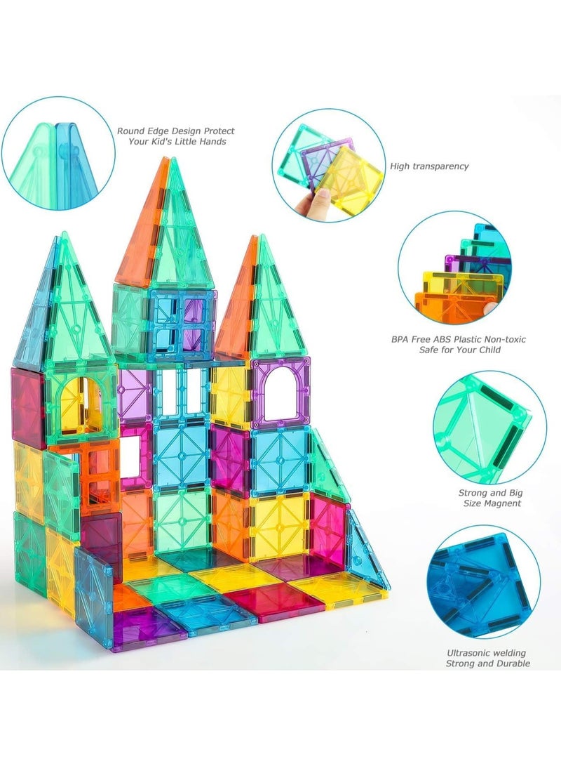 Magnetic Building Tiles, 70 Pcs 3D Magnetic Building Blocks Set for Kids, STEM Educational Preschool Magnet Toys for Toddlers Boys Girls - Image 3