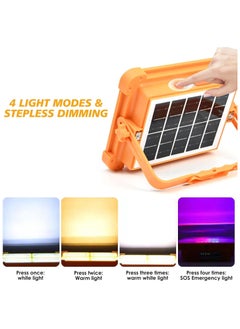 Generic ECVV Solar LED Work Lights, 200W Rechargeable Portable USB Flood Light 4 Modes Security Job Site Lighting Waterproof 3000LM for Outdoor Camping Fishing Hiking Car Repairing Emergency  - Image 1
