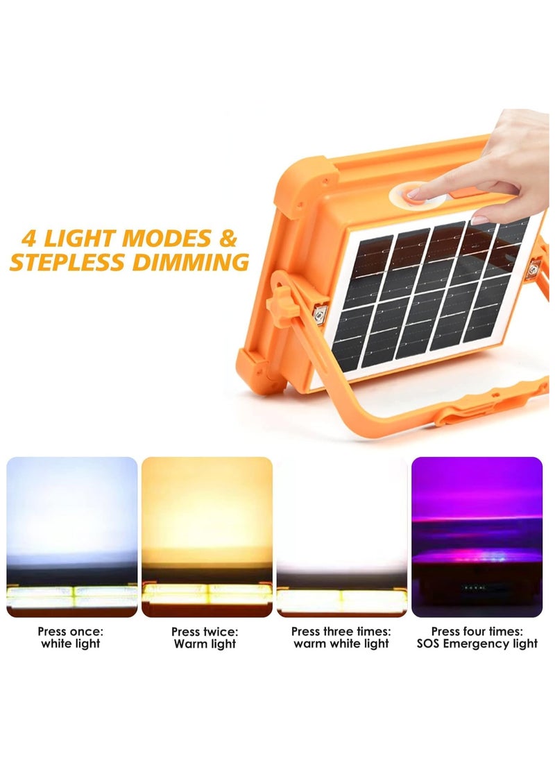 Generic ECVV Solar LED Work Lights, 200W Rechargeable Portable USB Flood Light 4 Modes Security Job Site Lighting Waterproof 3000LM for Outdoor Camping Fishing Hiking Car Repairing Emergency  - Image 1